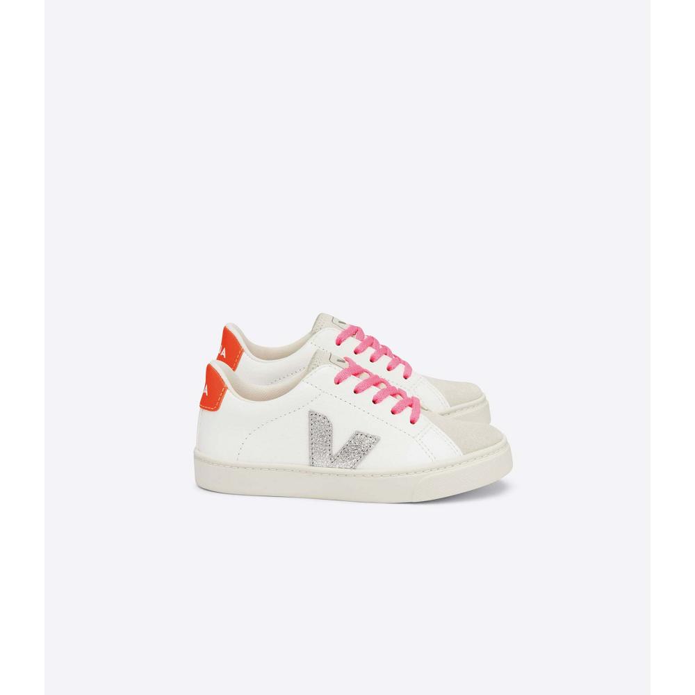 Veja ESPLAR LACES CHROMEFREE Sneakers Kinderen White/Silver/Orange | BE 833SGL